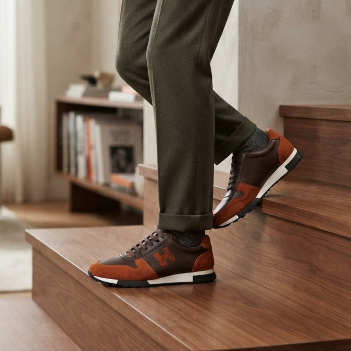 Baskets Homme en Cuir Véritable & Daim 1