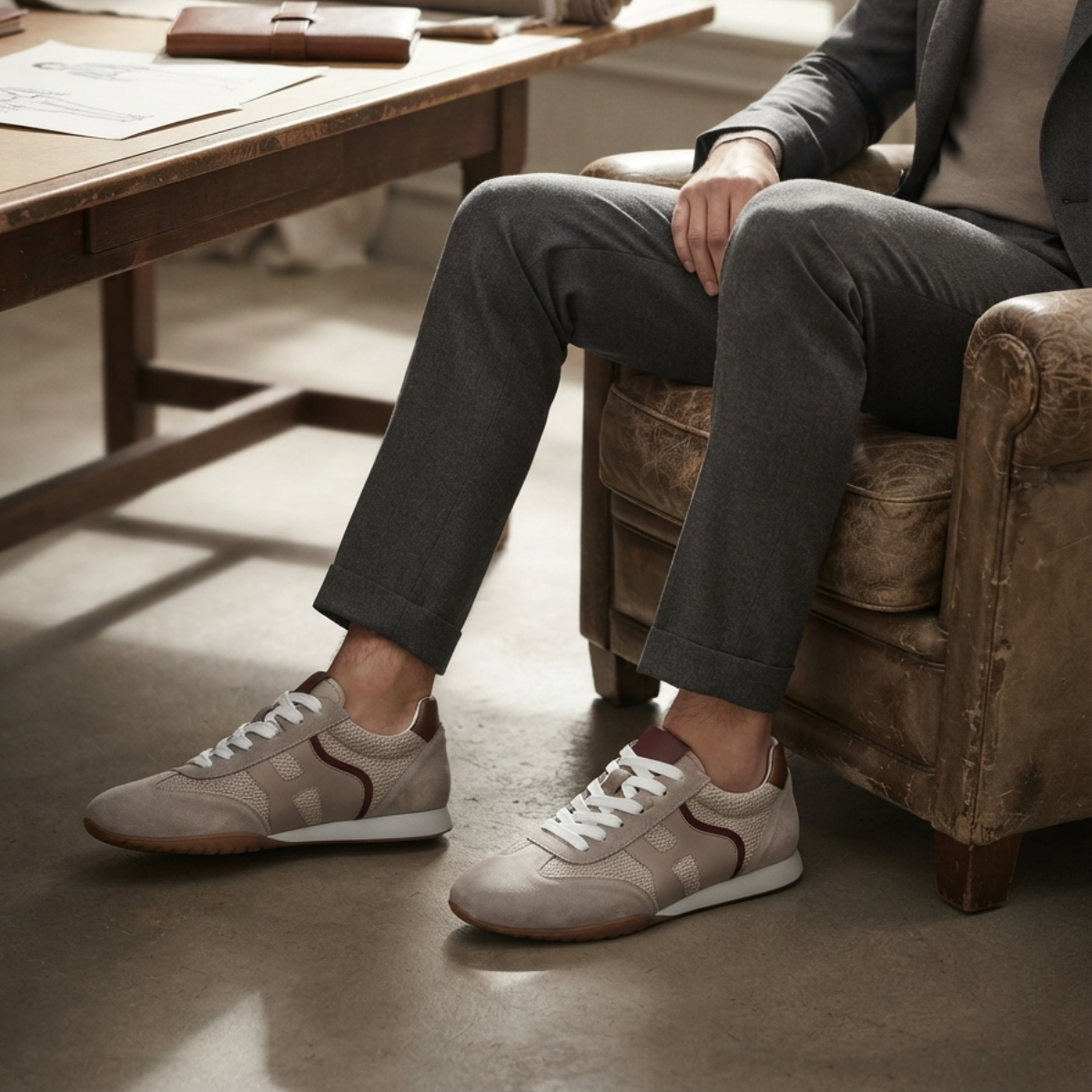 Baskets pour homme en cuir véritable 1