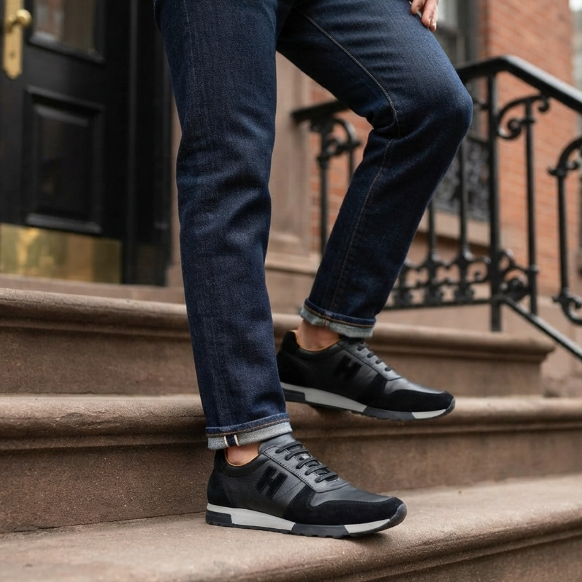 Baskets Homme en Cuir Véritable & Daim 2