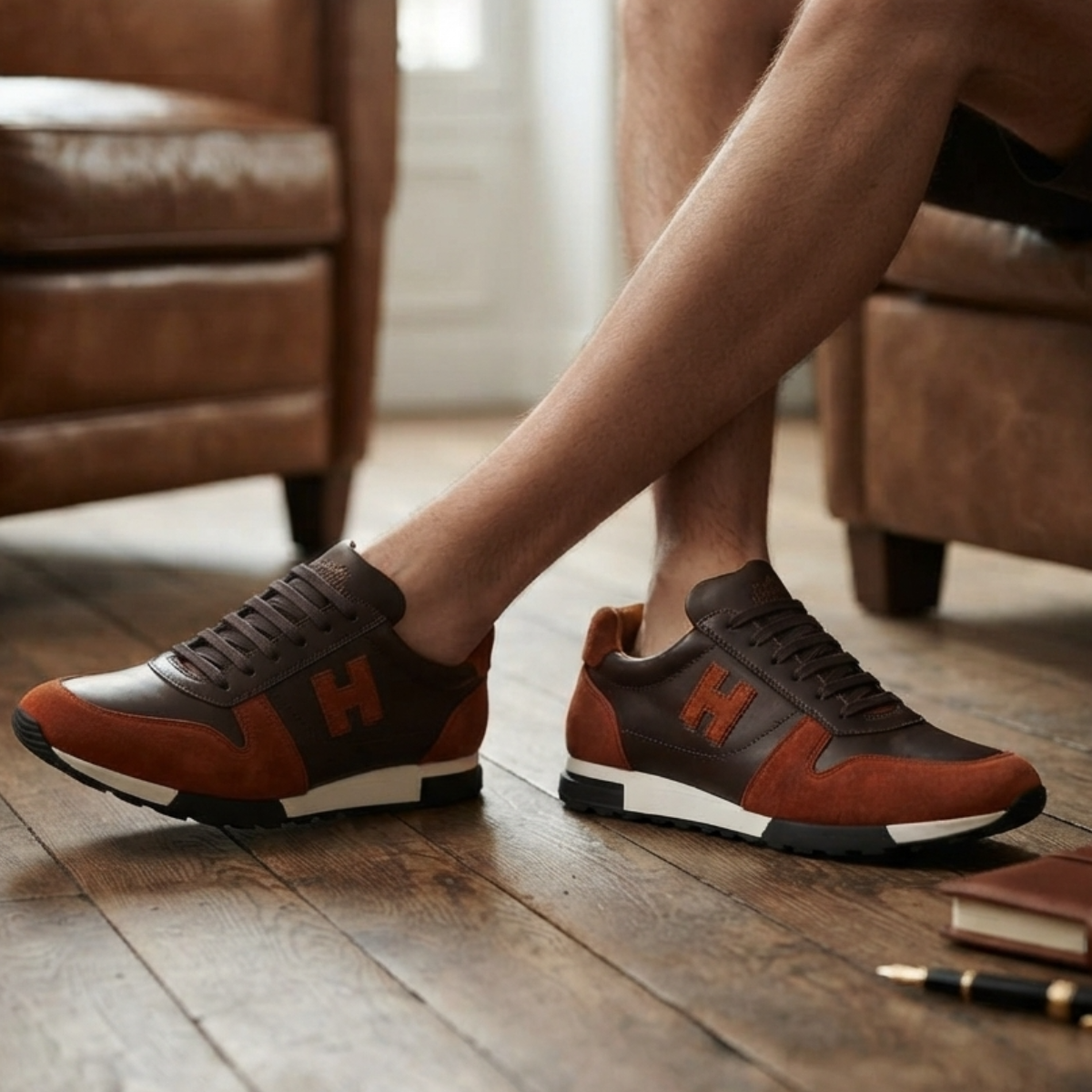 Baskets Homme en Cuir Véritable & Daim 1